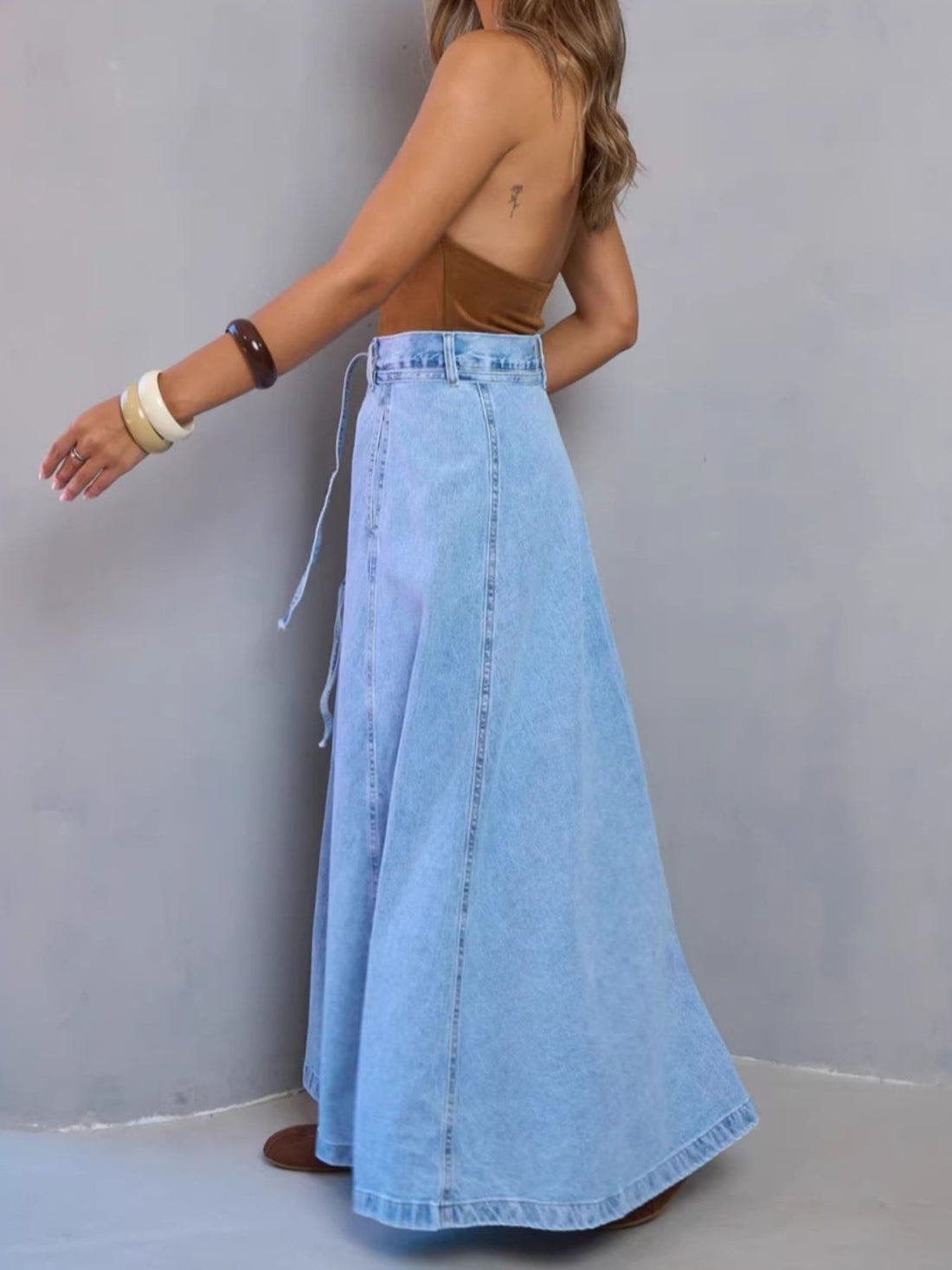 High-Waisted Denim Skirt - cas7m