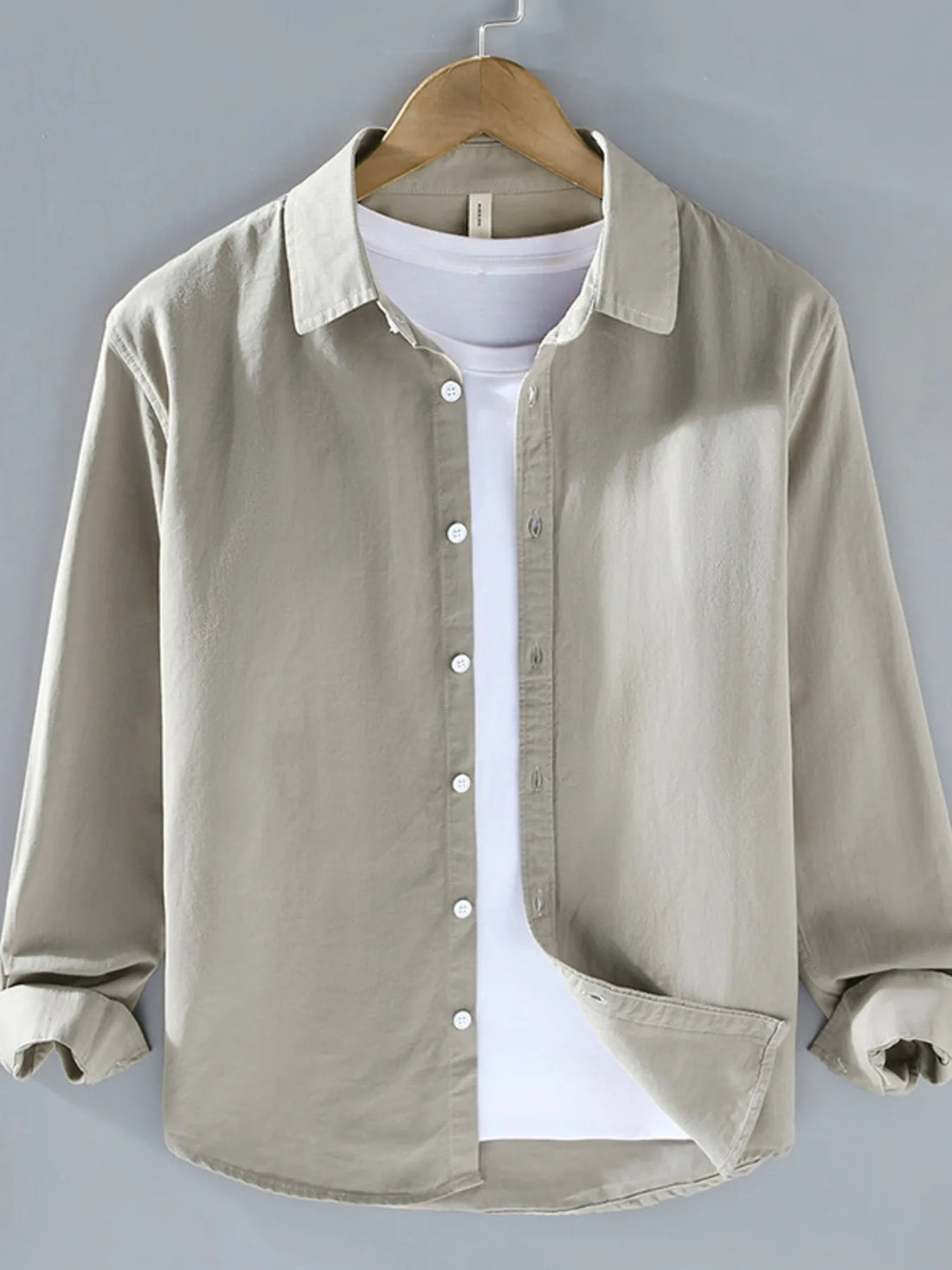 Men's Plus Size Button Up Long Sleeve Shirt - cas7m