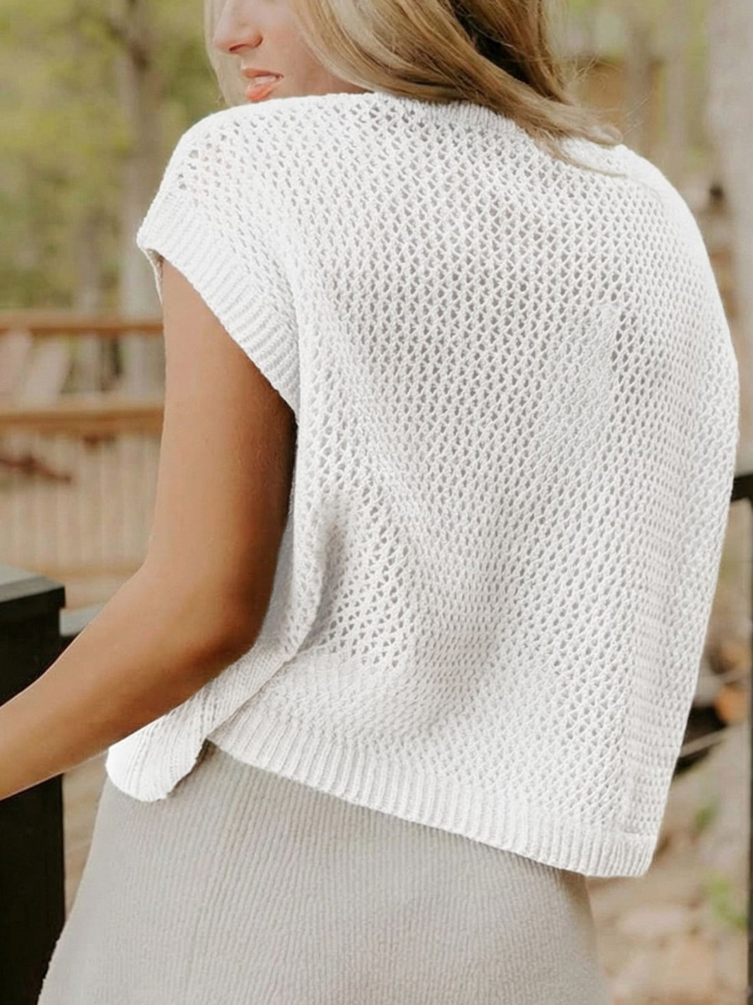 American Flag Knitted Short Sleeve Sweater - cas7m