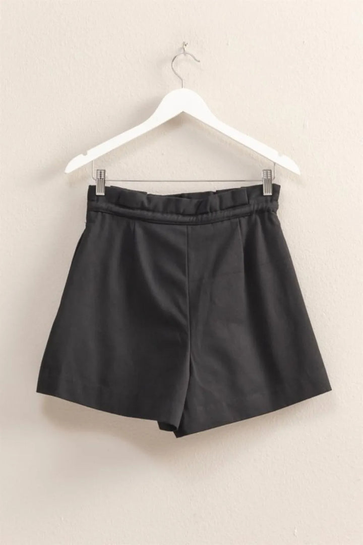 HYFVE High-Waisted Washed Twill Paperbag Shorts - cas7m