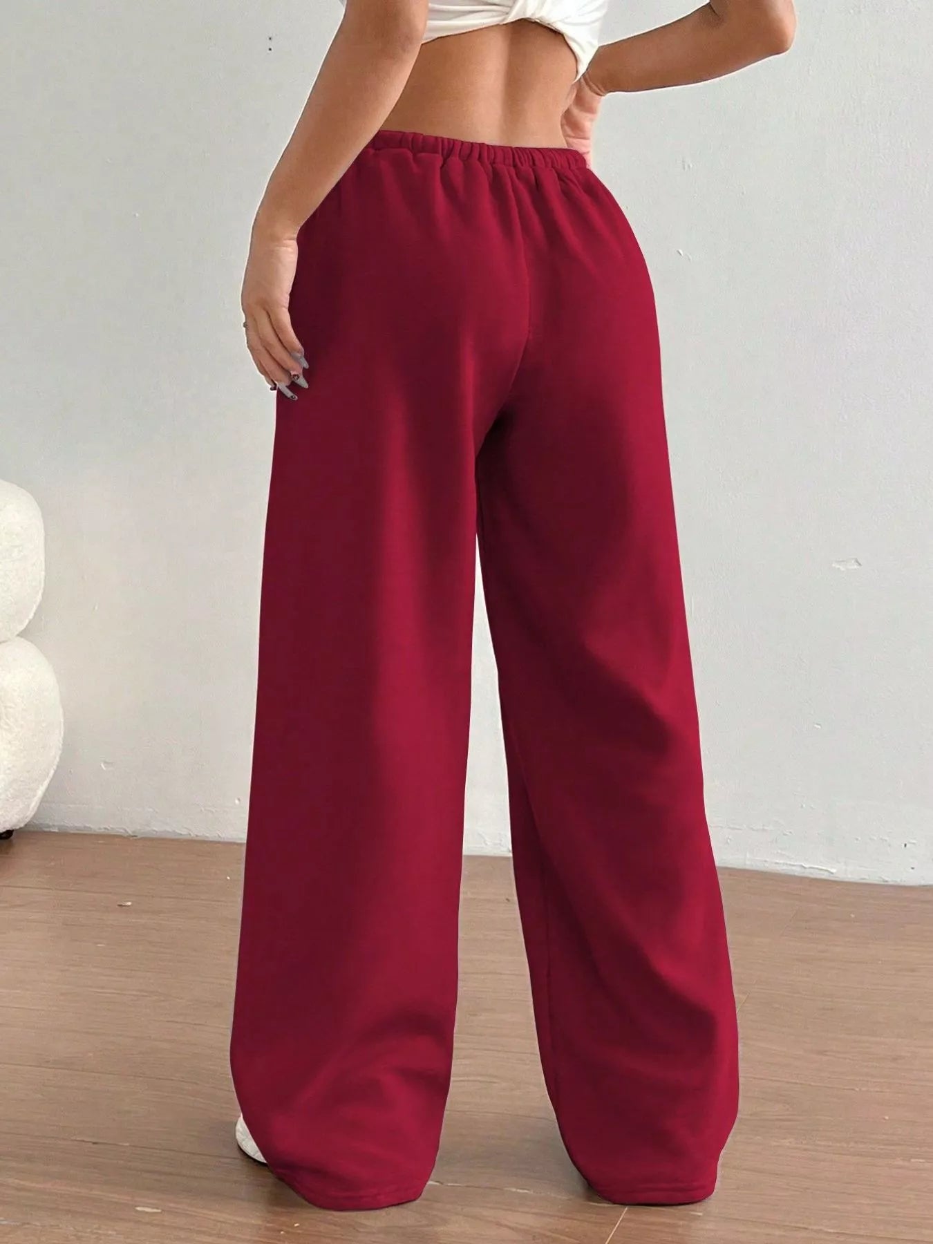 Casual Drawstring High Waist Wide Leg Sweatpants - cas7m