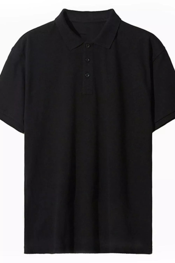 Men's Full Size Button Detail Short Sleeve Polo Plus Size - cas7m