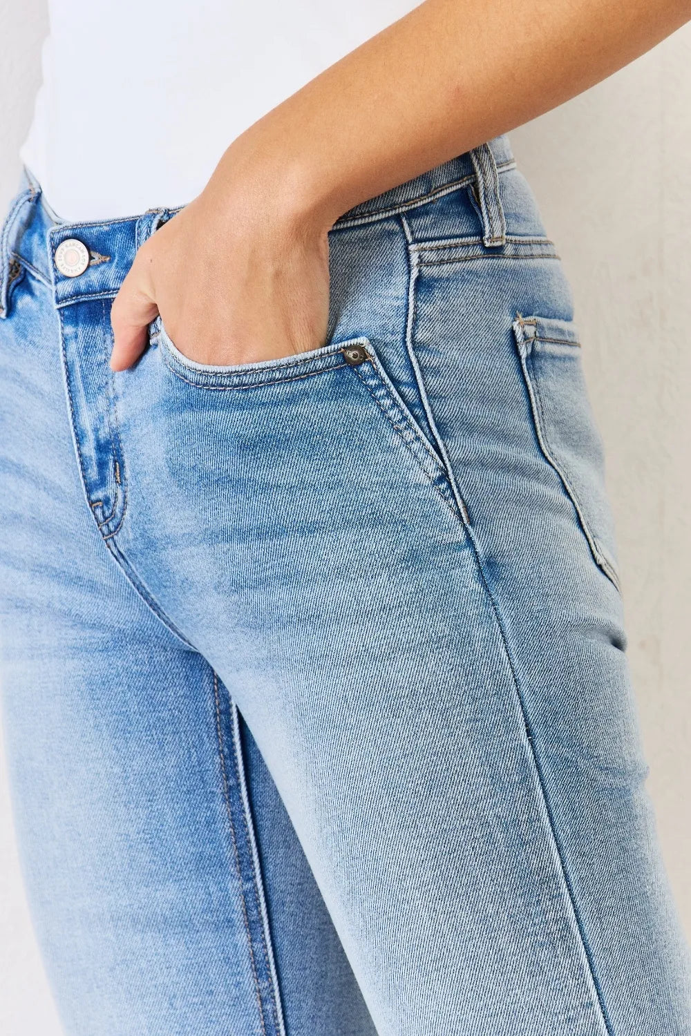Kancan Full Size Mid Rise Y2K Slit Bootcut Jeans - cas7m
