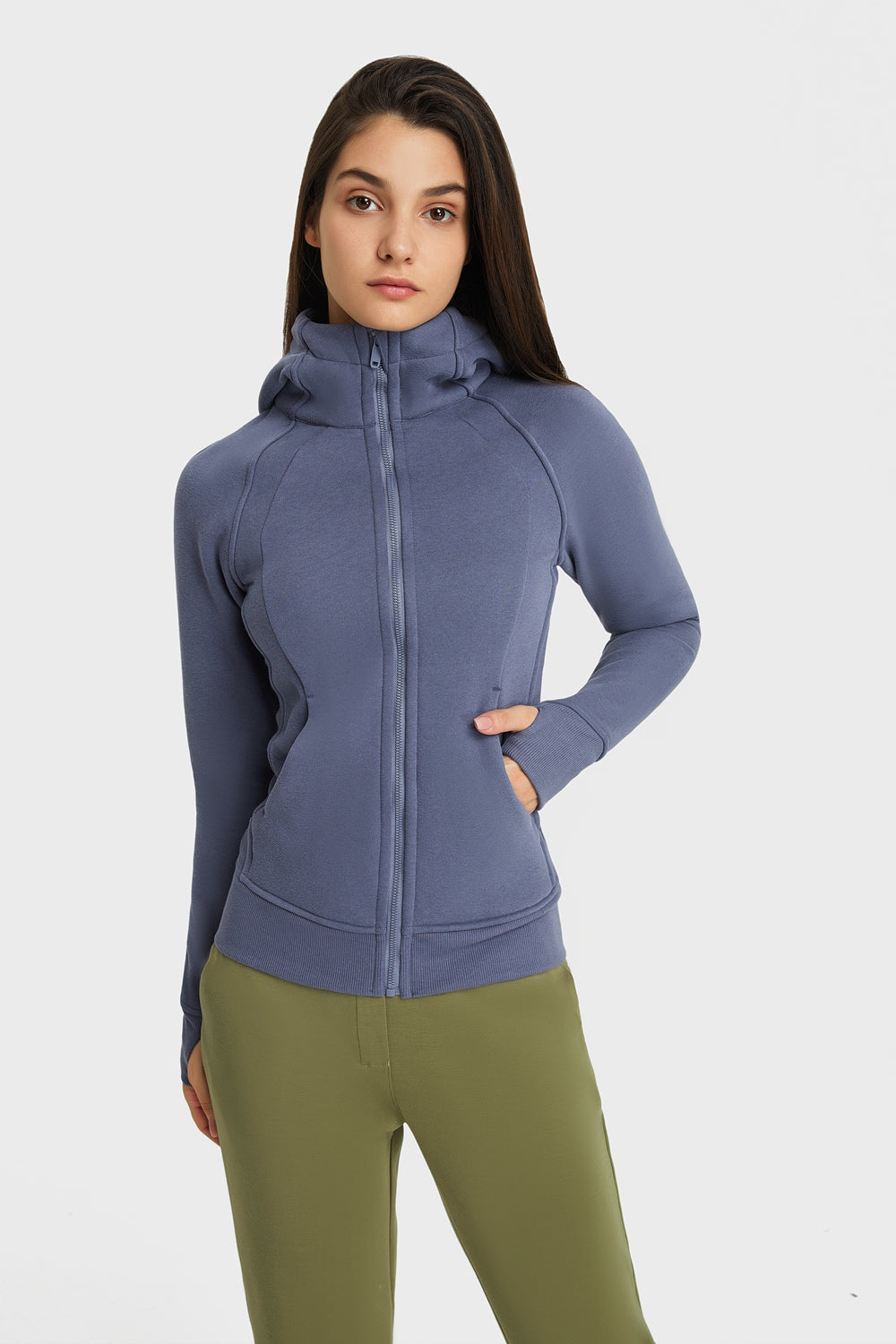 Millennia Zip Up Seam Detail Hooded Sports Jacket - cas7m