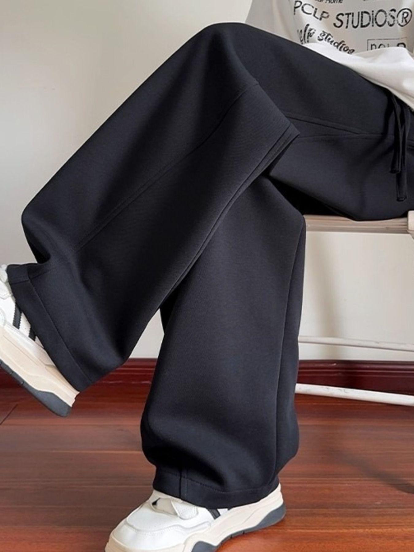 Men's Plus Size Drawstring Wide Leg Pants - cas7m