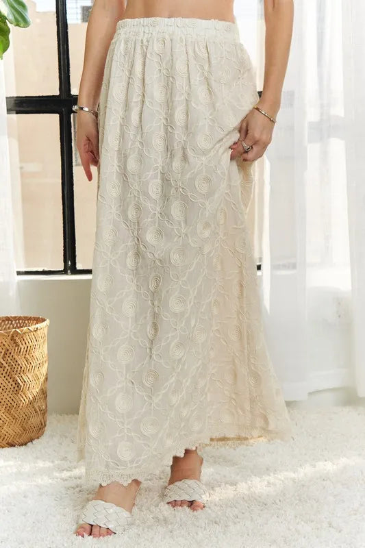 ADORA Elastic Waist Applique Maxi Skirt - cas7m