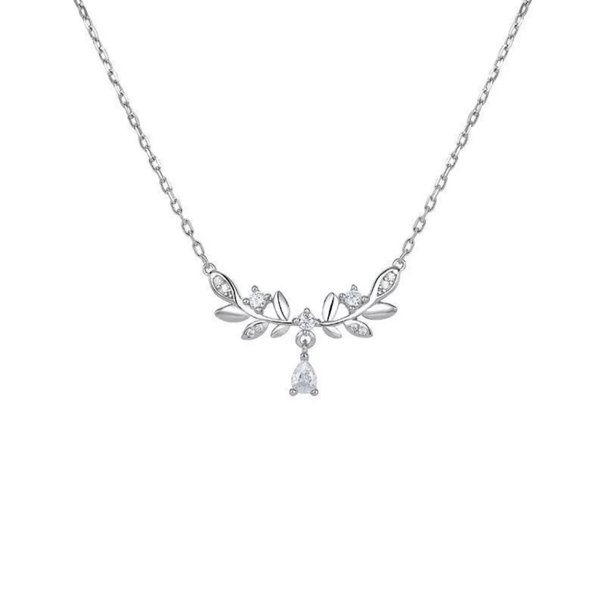 925 Sterling Silver Zircon Flower Necklace - cas7m