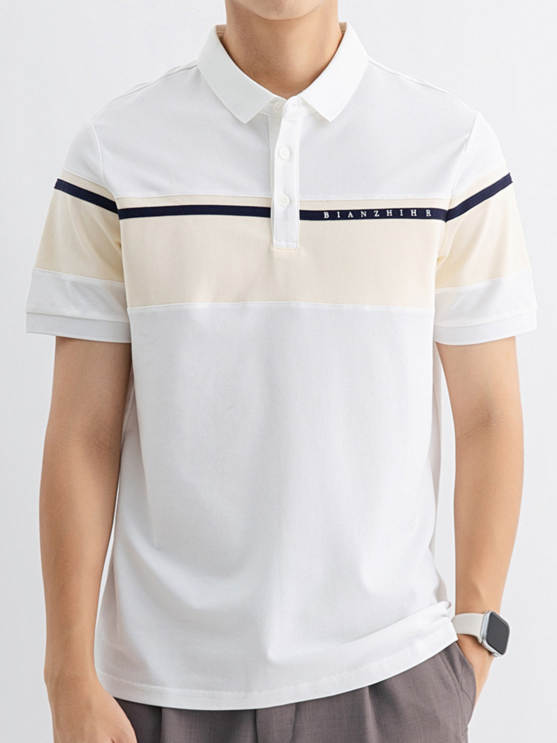 Men's Plus Size Color Block Polo Shirt - cas7m