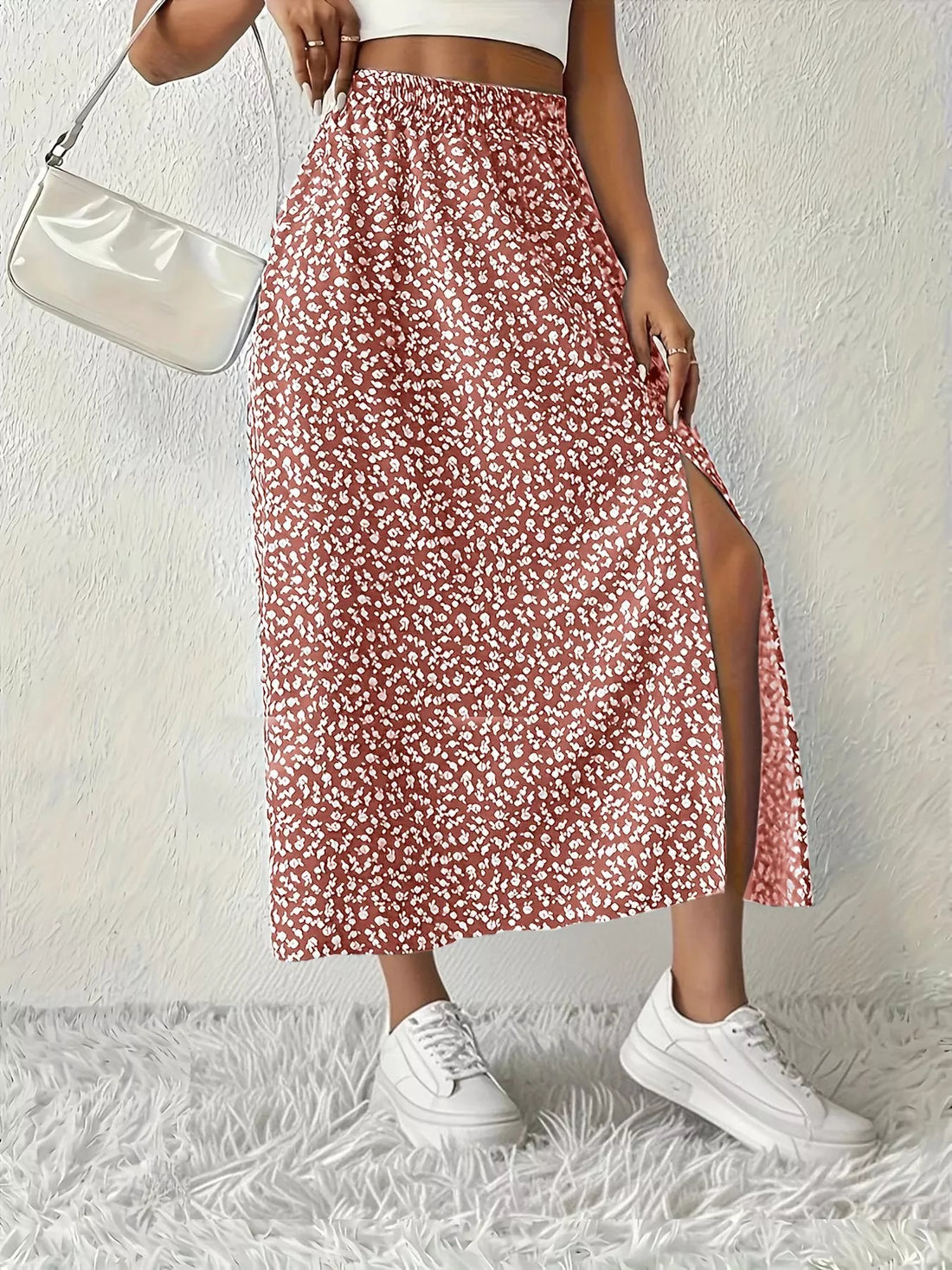 Slit Printed Skirt - cas7m