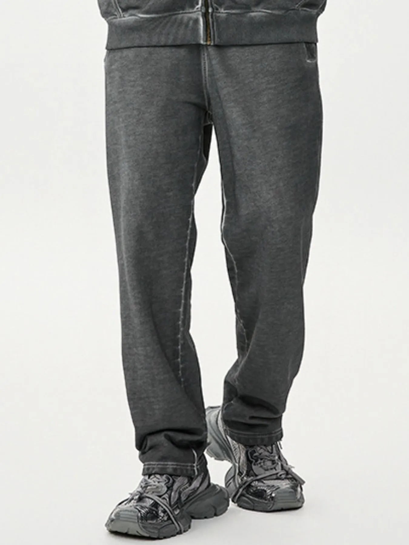 Men's Drawstring Washed Straight Sweatpants - cas7m