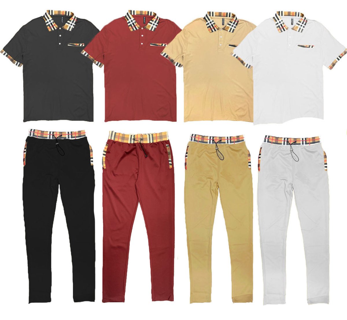 Checkered Polo and Pant Set - Checkered Polo and Pant SetBURGUNDYCheckered Polo and Pant SetEMT-EMP4102-BURGUNDY-LLcas7mproduct_vendorcas7m