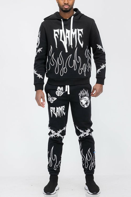 Chenille Flame Sweat Suit - Chenille Flame Sweat SuitBLACKChenille Flame Sweat SuitBLACK-2XL2XLcas7mproduct_vendorcas7m