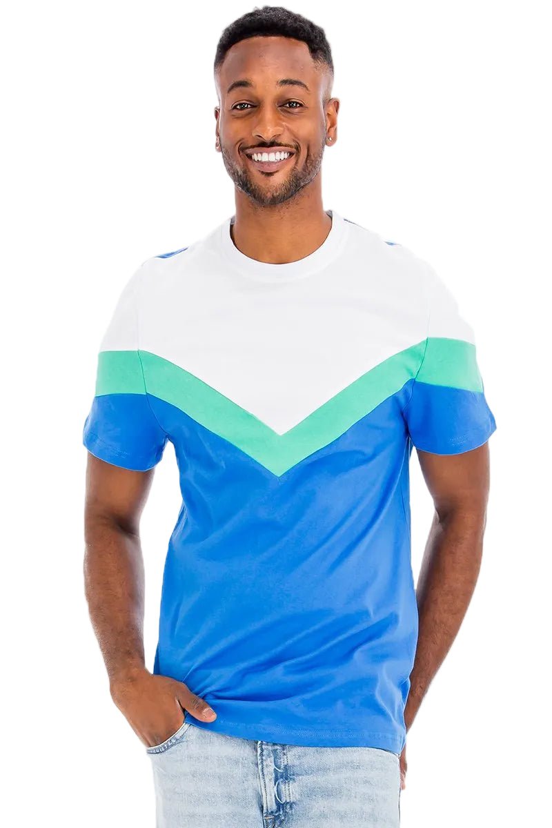 CHEVRON COLORBLOCK TSHIRT - CHEVRON COLORBLOCK TSHIRTCHEVRON COLORBLOCK TSHIRTWT3702-BLUEGREEN-SScas7mproduct_vendorcas7m