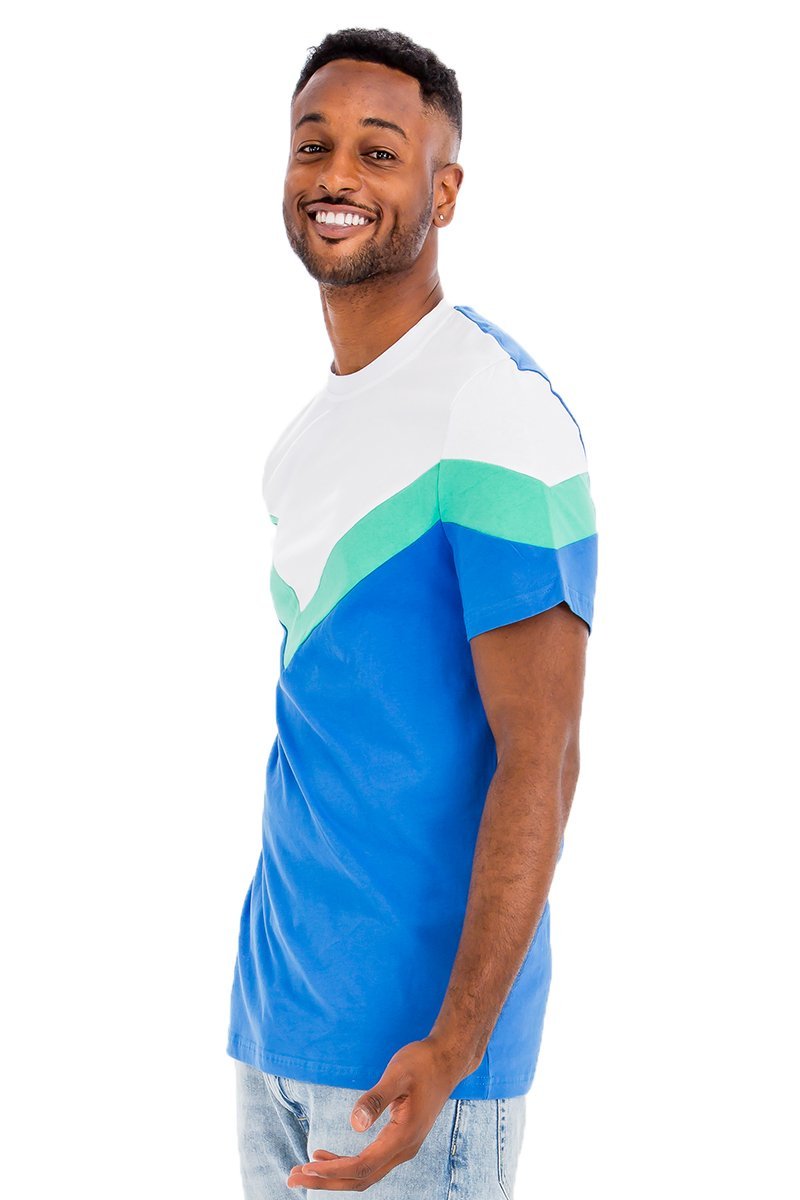 CHEVRON COLORBLOCK TSHIRT - CHEVRON COLORBLOCK TSHIRTCHEVRON COLORBLOCK TSHIRTWT3702-BLUEGREEN-SScas7mproduct_vendorcas7m