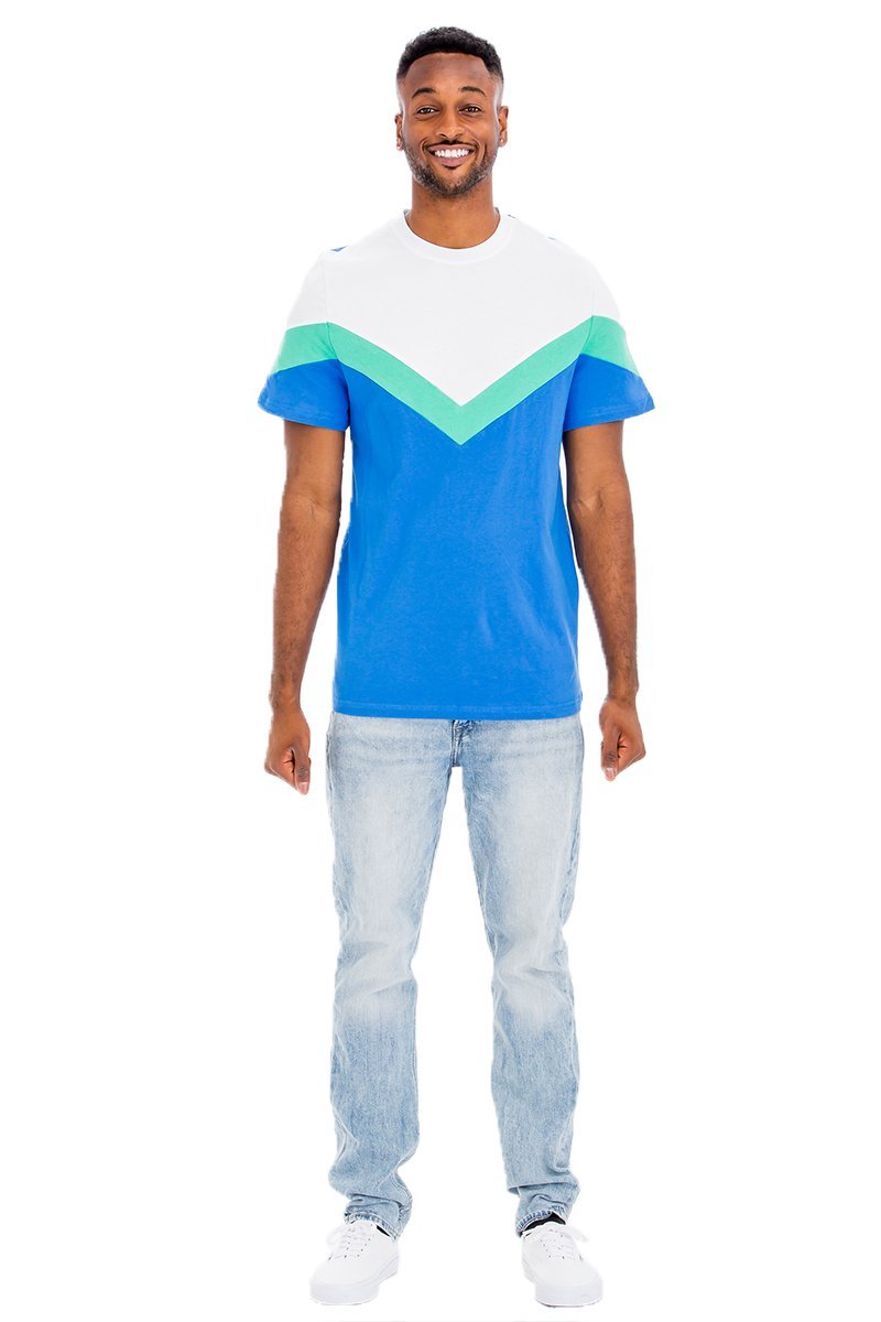 CHEVRON COLORBLOCK TSHIRT - CHEVRON COLORBLOCK TSHIRTCHEVRON COLORBLOCK TSHIRTWT3702-BLUEGREEN-SScas7mproduct_vendorcas7m