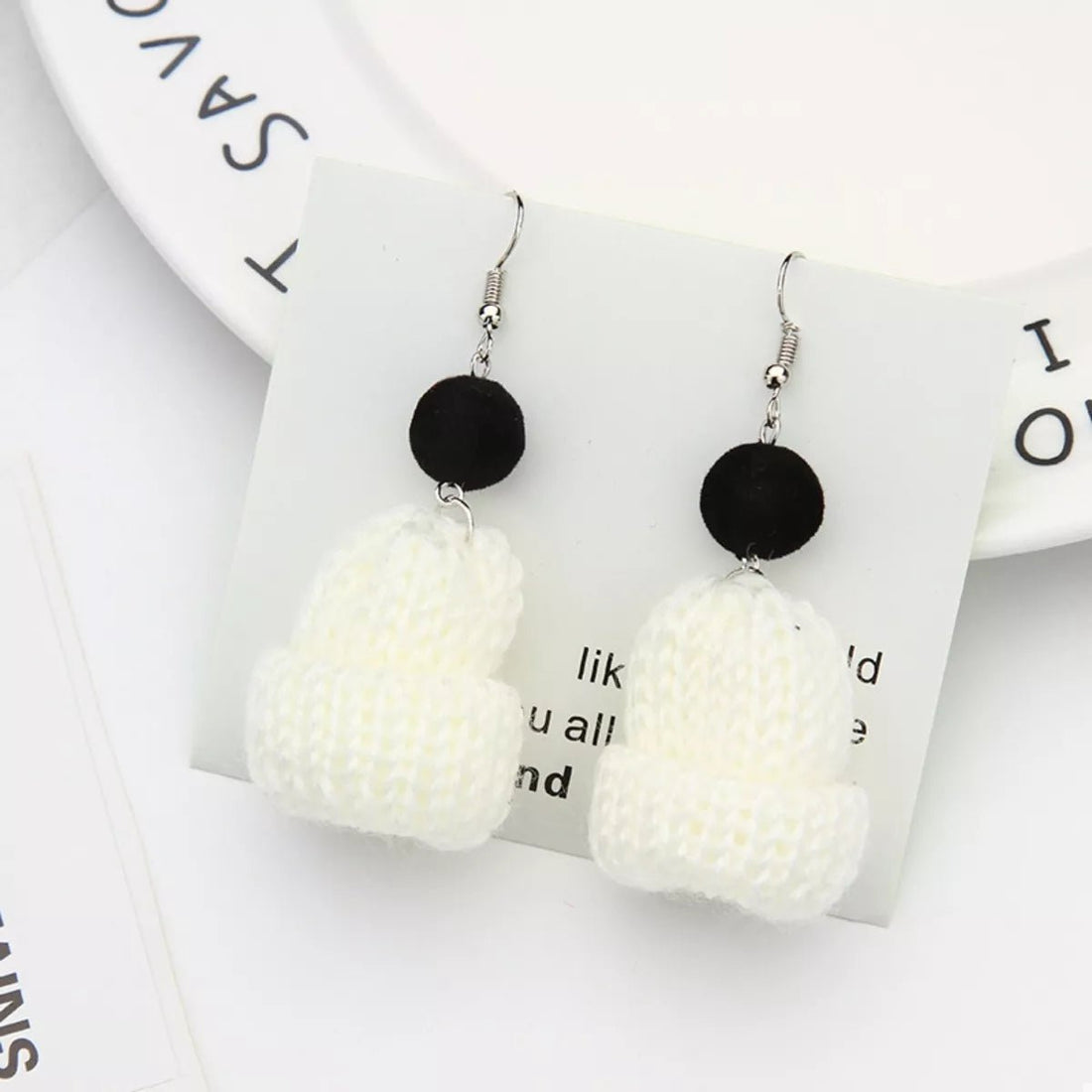 Christmas Knitted Beanie Earrings - cas7m