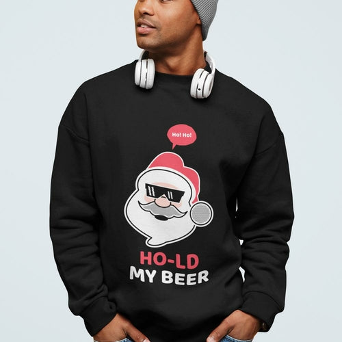 Mens Ho Ho Ho Santa Beer Crewneck Sweatshirt - cas7m