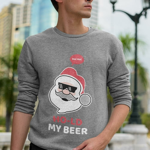 Mens Ho Ho Ho Santa Beer Crewneck Sweatshirt - cas7m