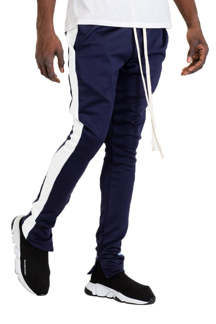 CLASSIC SLIM  FIT TRACK PANTS- NAVY/ WHITE - cas7m