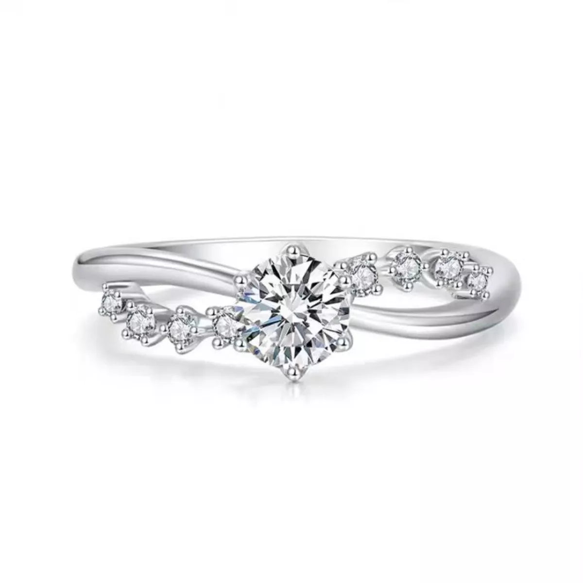 925 Sterling Silver Zircon Ring - cas7m