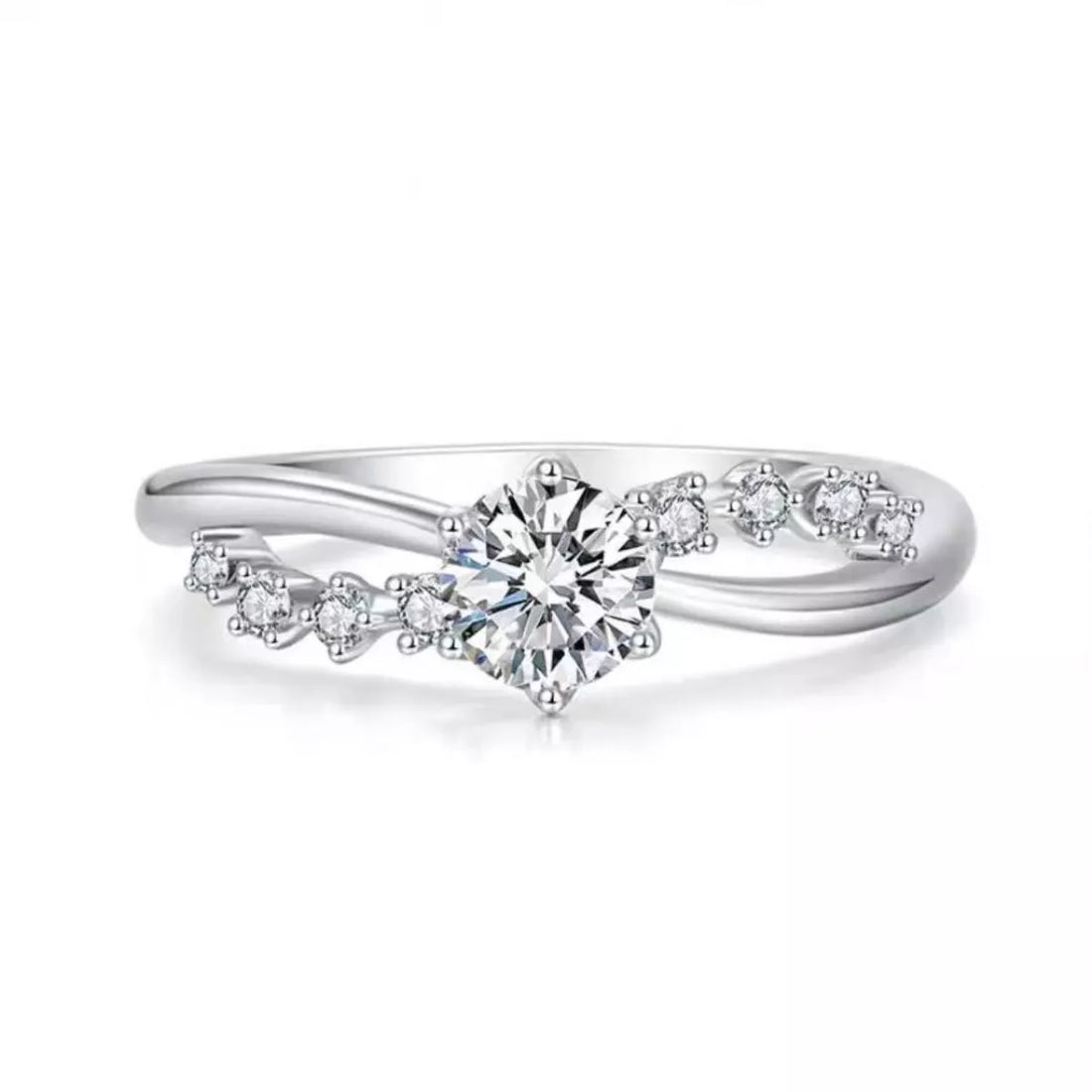 925 Sterling Silver Zircon Ring - cas7m