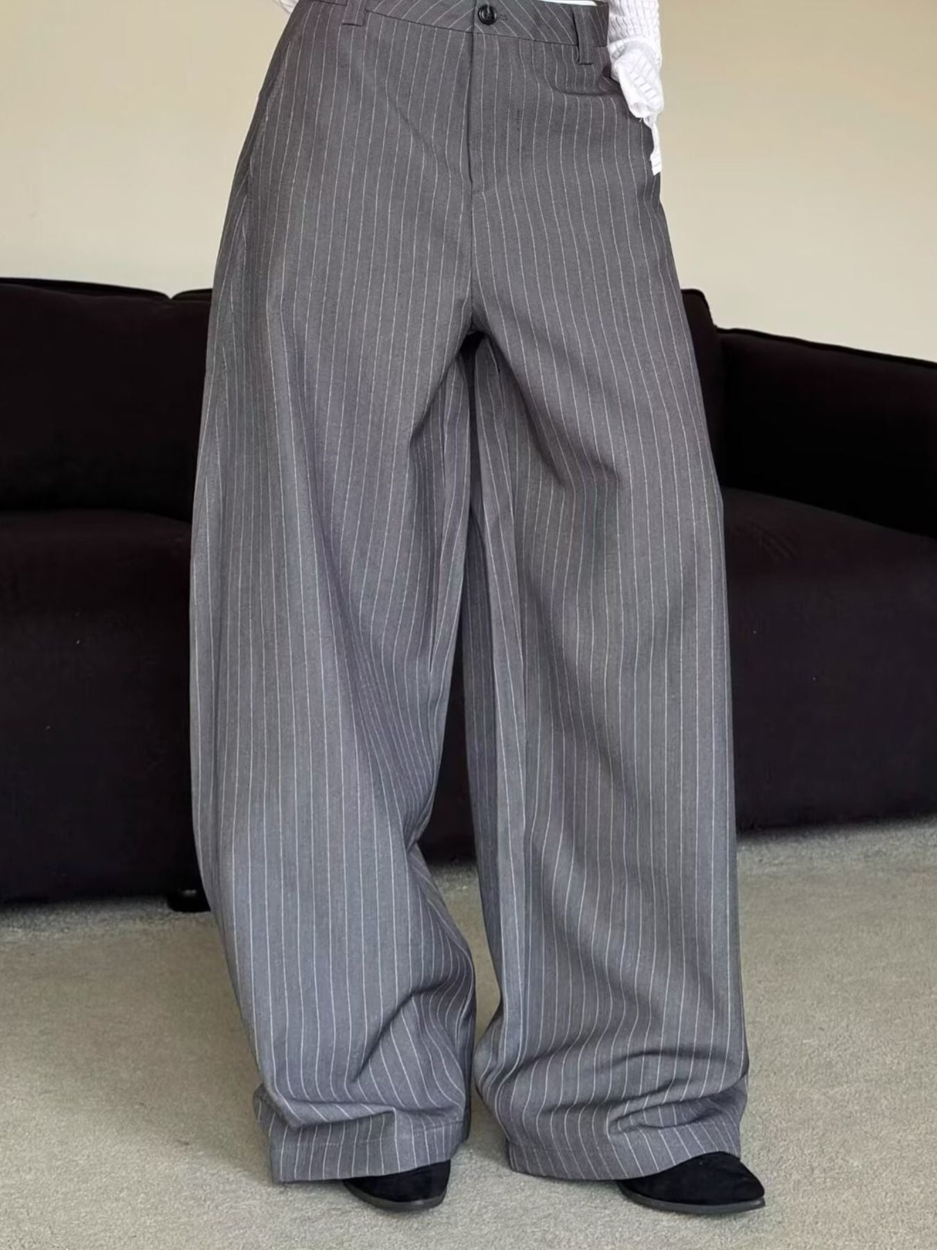 Men's Full Size Wide Leg Striped Pants Plus Size - cas7m