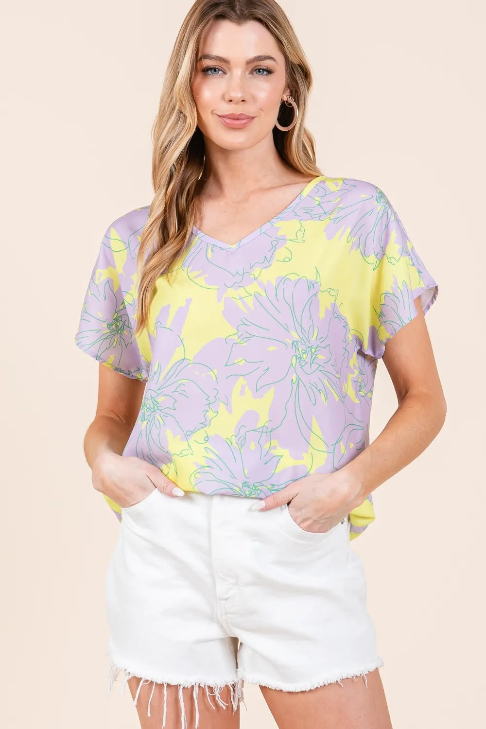 BOMBOM Floral Short Sleeve T-Shirt - cas7m