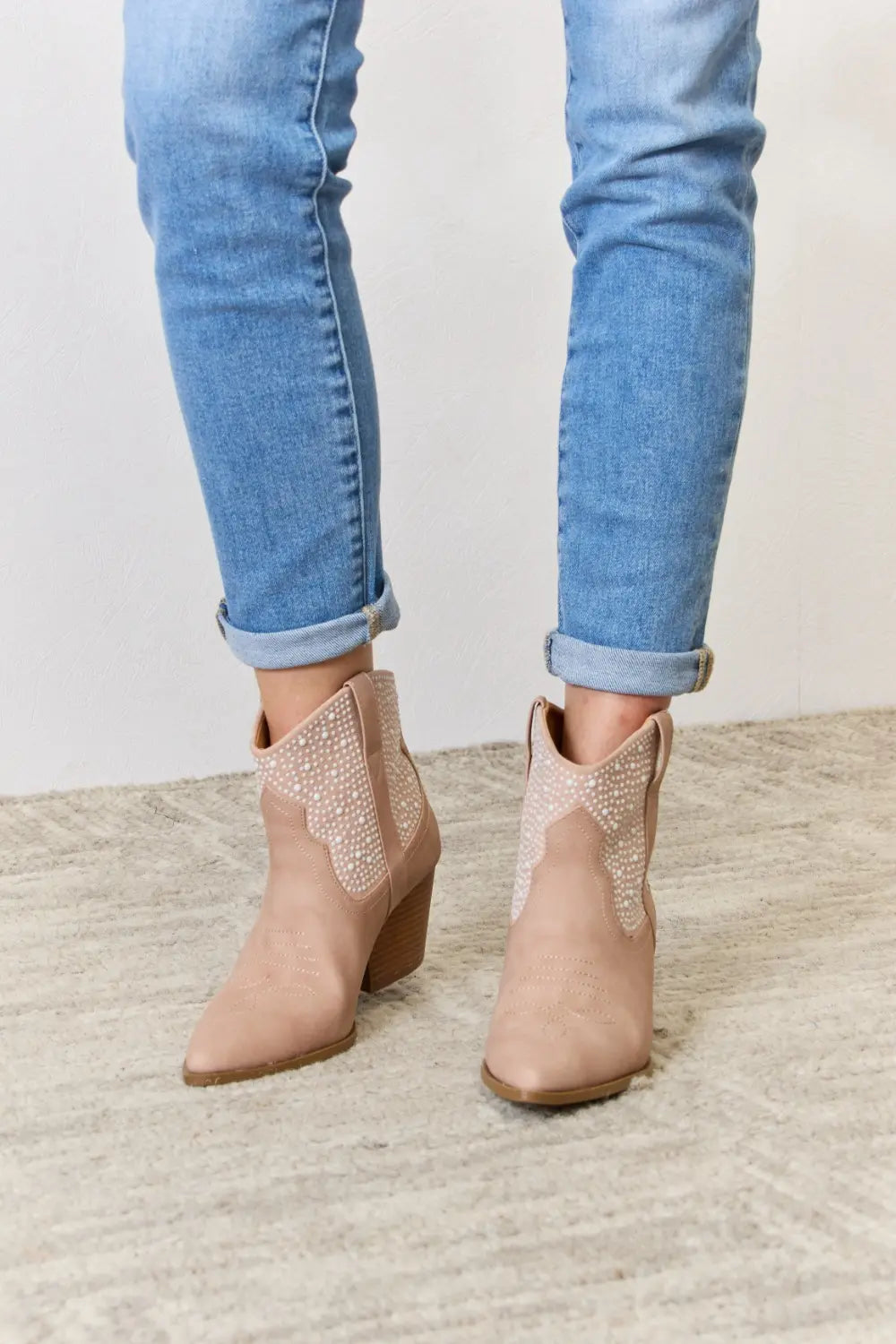 East Lion Corp Rhinestone Ankle Cowgirl Booties - cas7m