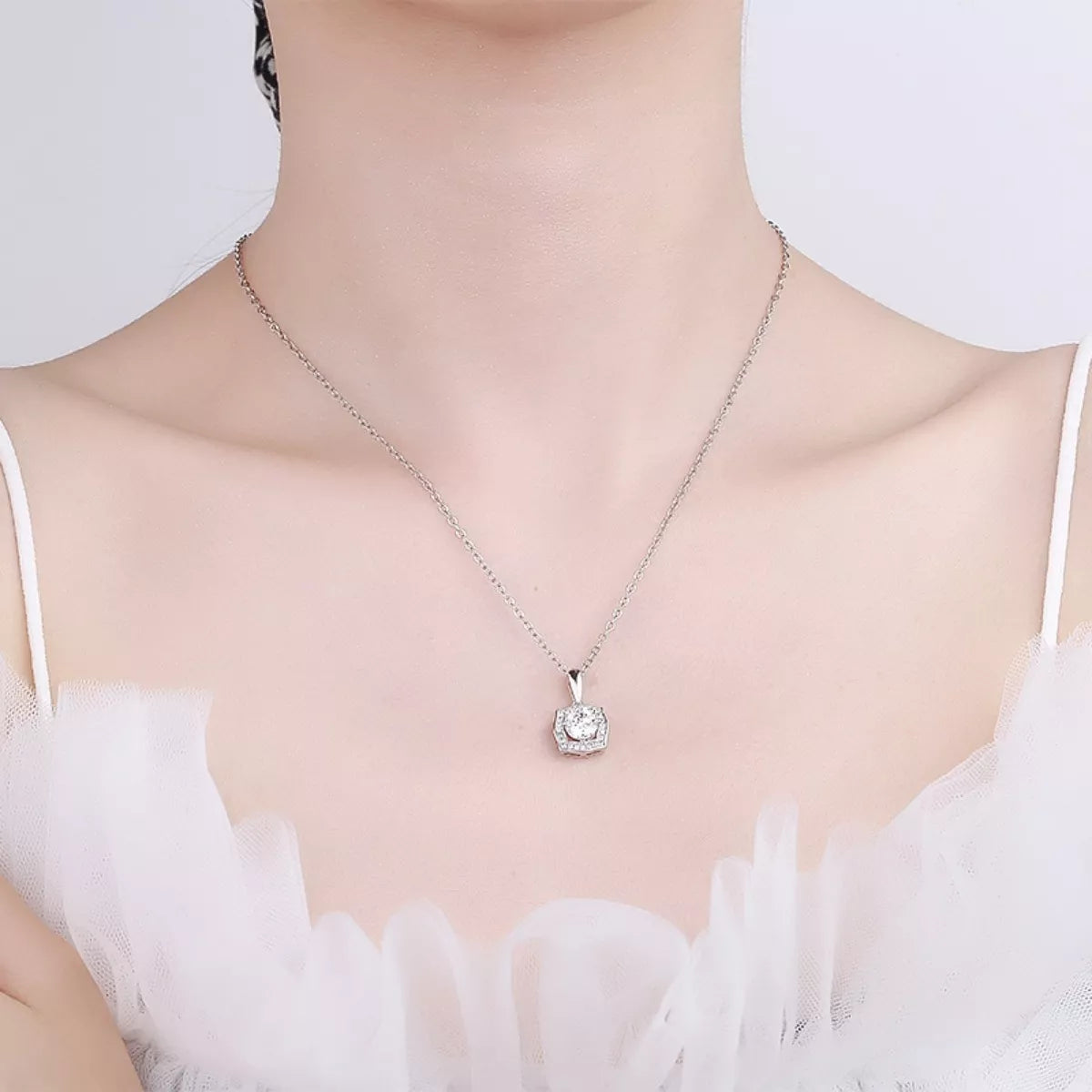 1 Carat Moissanite 925 Sterling Silver Necklace - cas7m