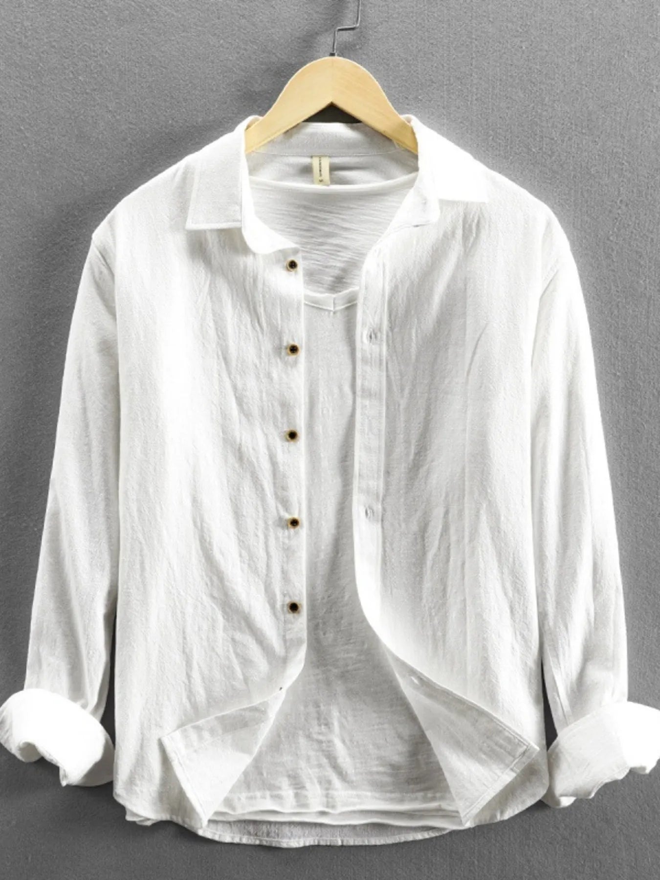 Men's Plus Size Button-Up Long Sleeve Shirt - cas7m