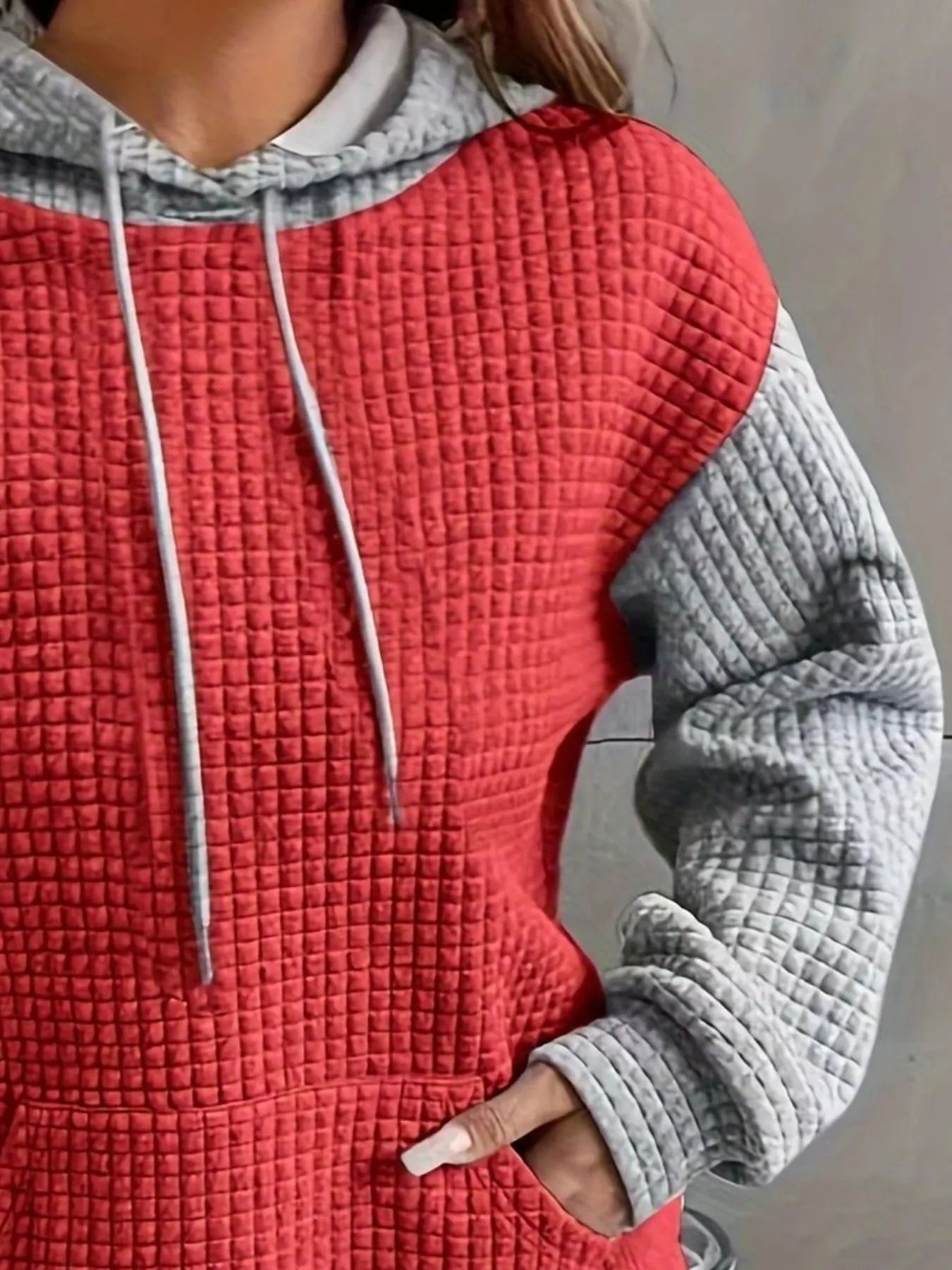 Full Size Textured Kangaroo Pocket Hoodie Plus Size - cas7m