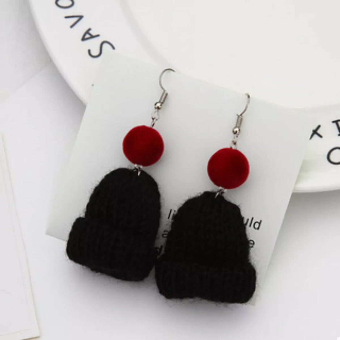 Christmas Knitted Beanie Earrings - cas7m
