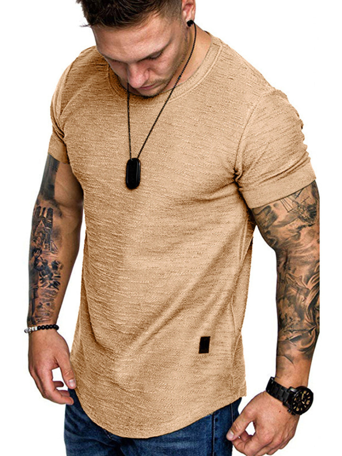 Men's Round Neck Slim Fit Casual T-Shirt - cas7m