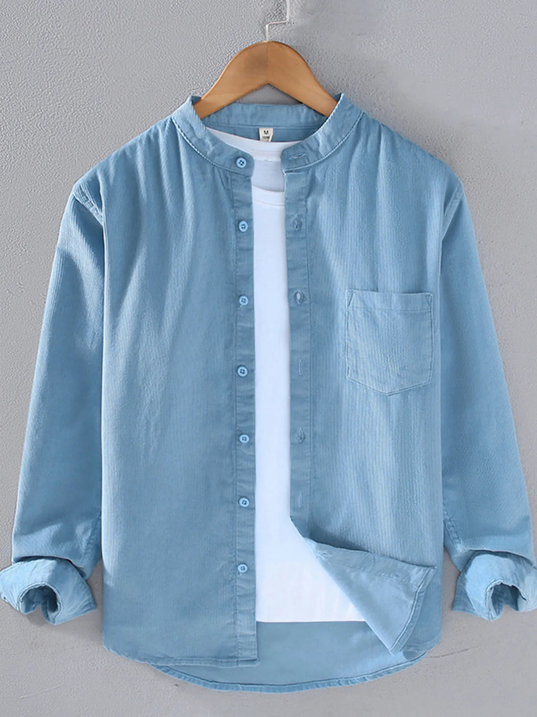 Men's Plus Size Button Up Long Sleeve Shirt - cas7m