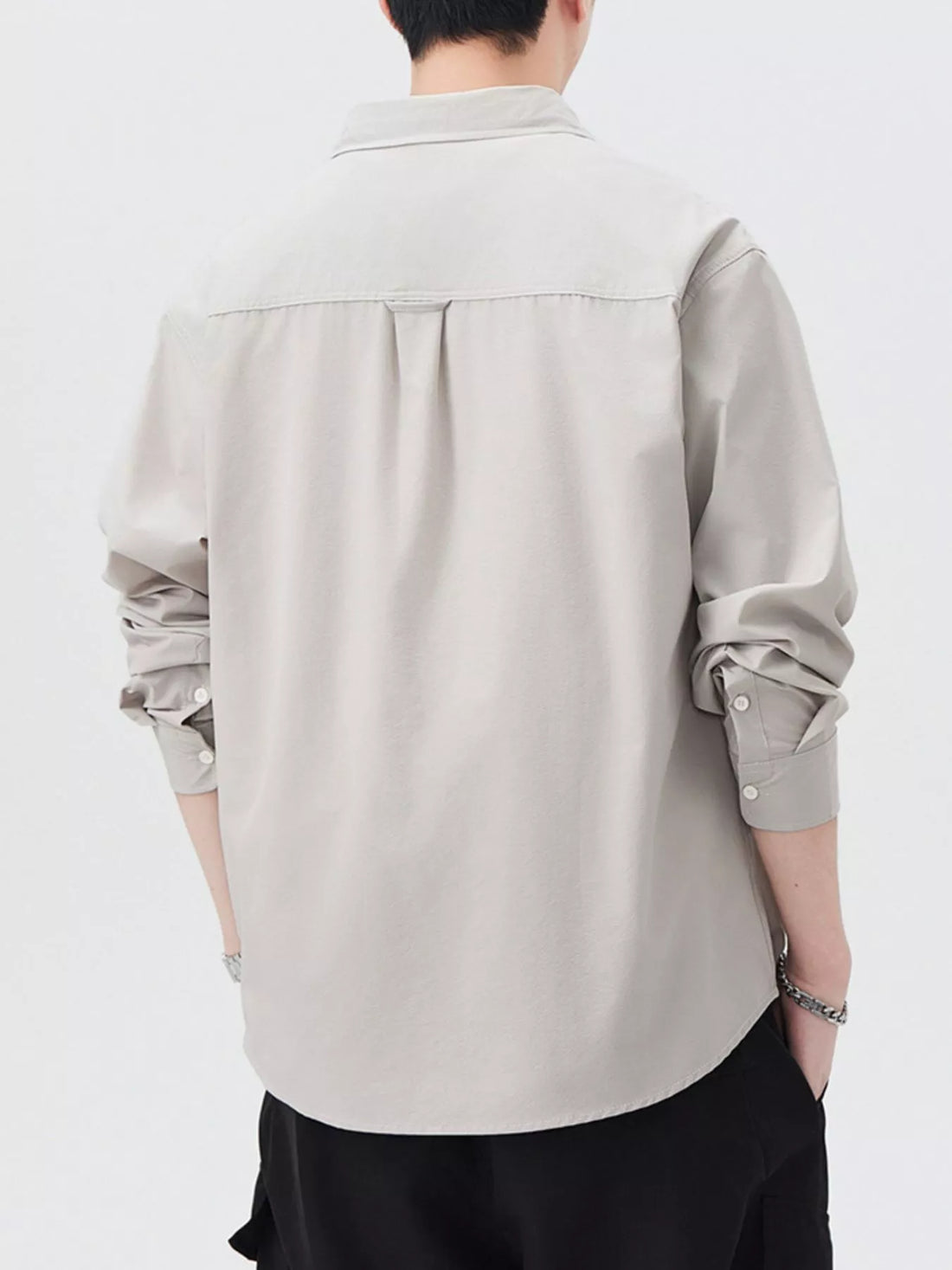 Men's Plus Size Button Up Long Sleeve Shirt - cas7m
