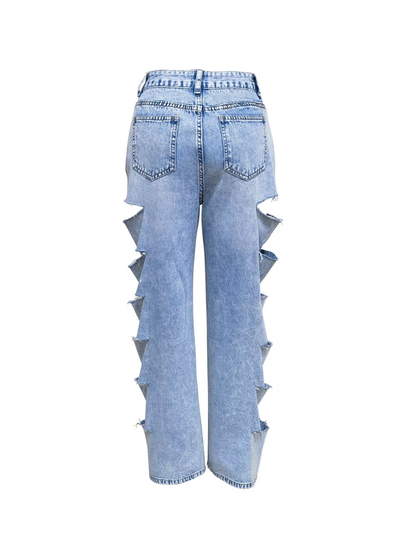 Distressed Wide Leg Jeans - cas7m