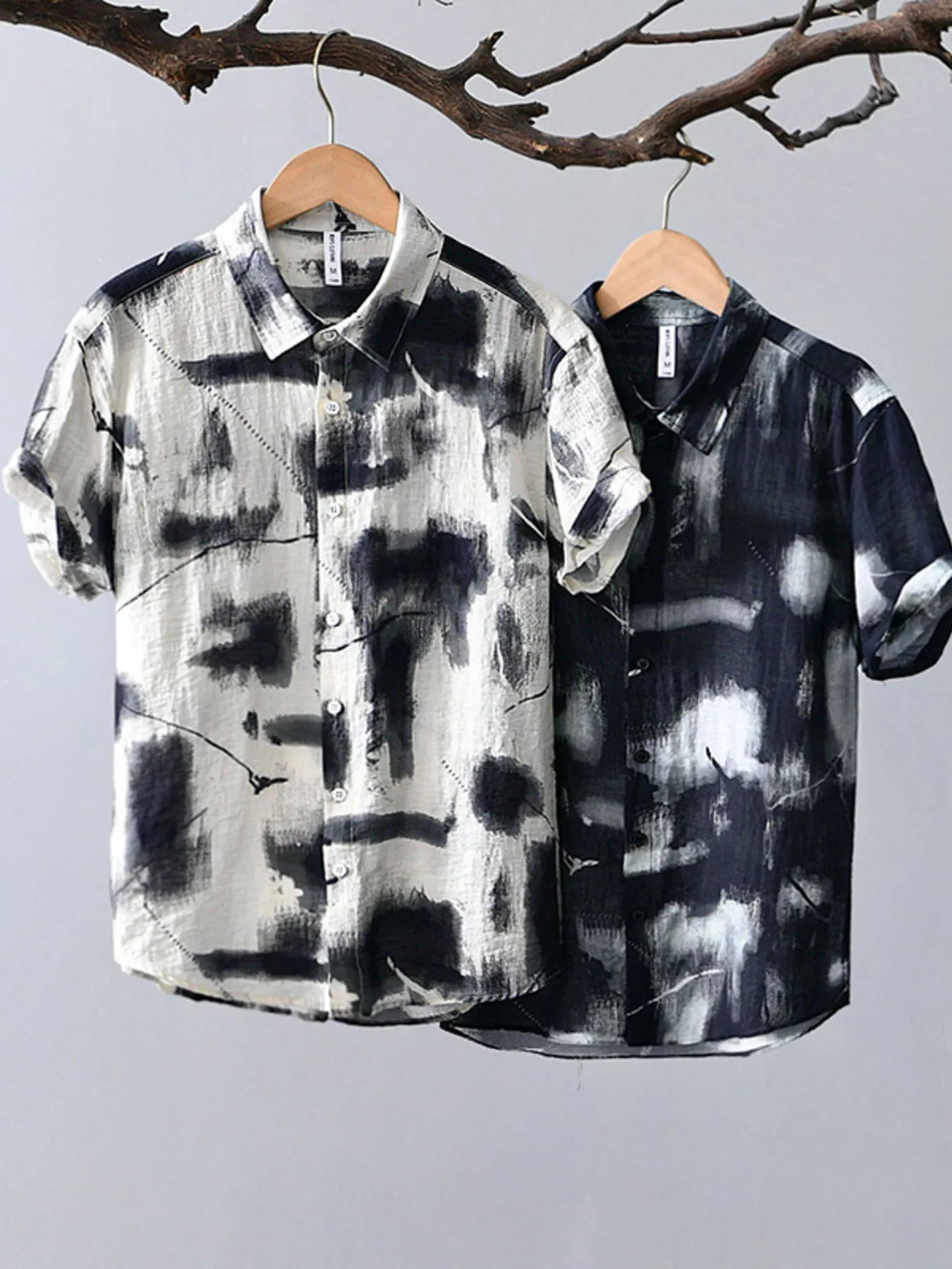 Men's Plus Size Abstract Print Short Sleeve Shirt - cas7m