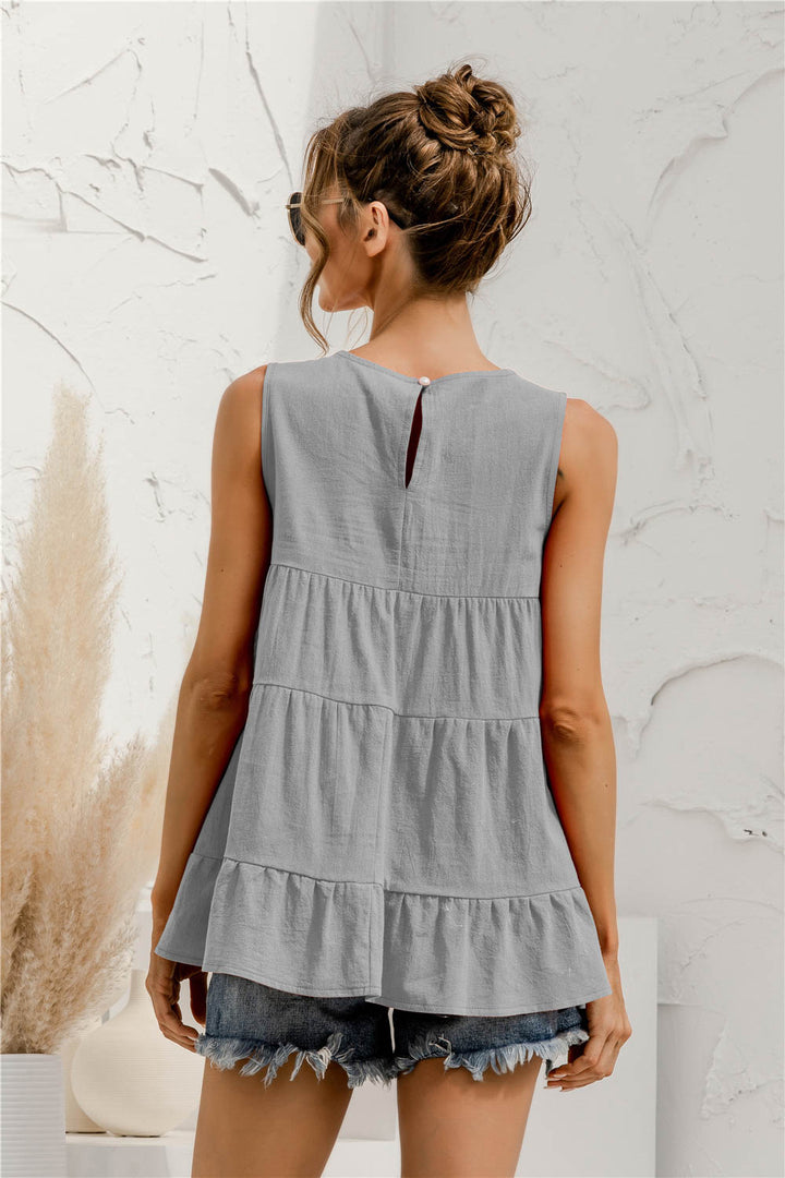 Round Neck Tiered Tank - cas7m