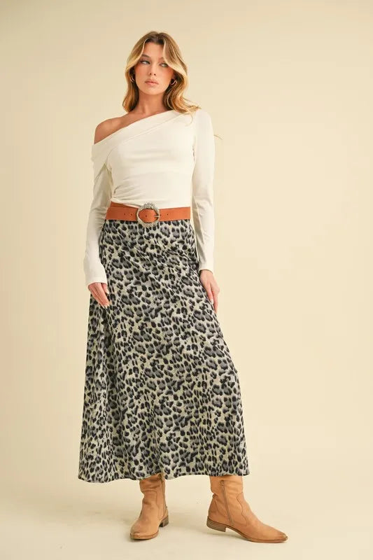 Aemi+Co Leopard Midi Skirt - cas7m