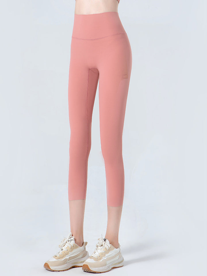 Wide Waistband Cropped Sports Leggings - cas7m