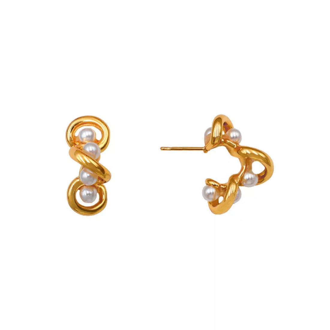 18K Gold-Plated Pearl Earrings - cas7m