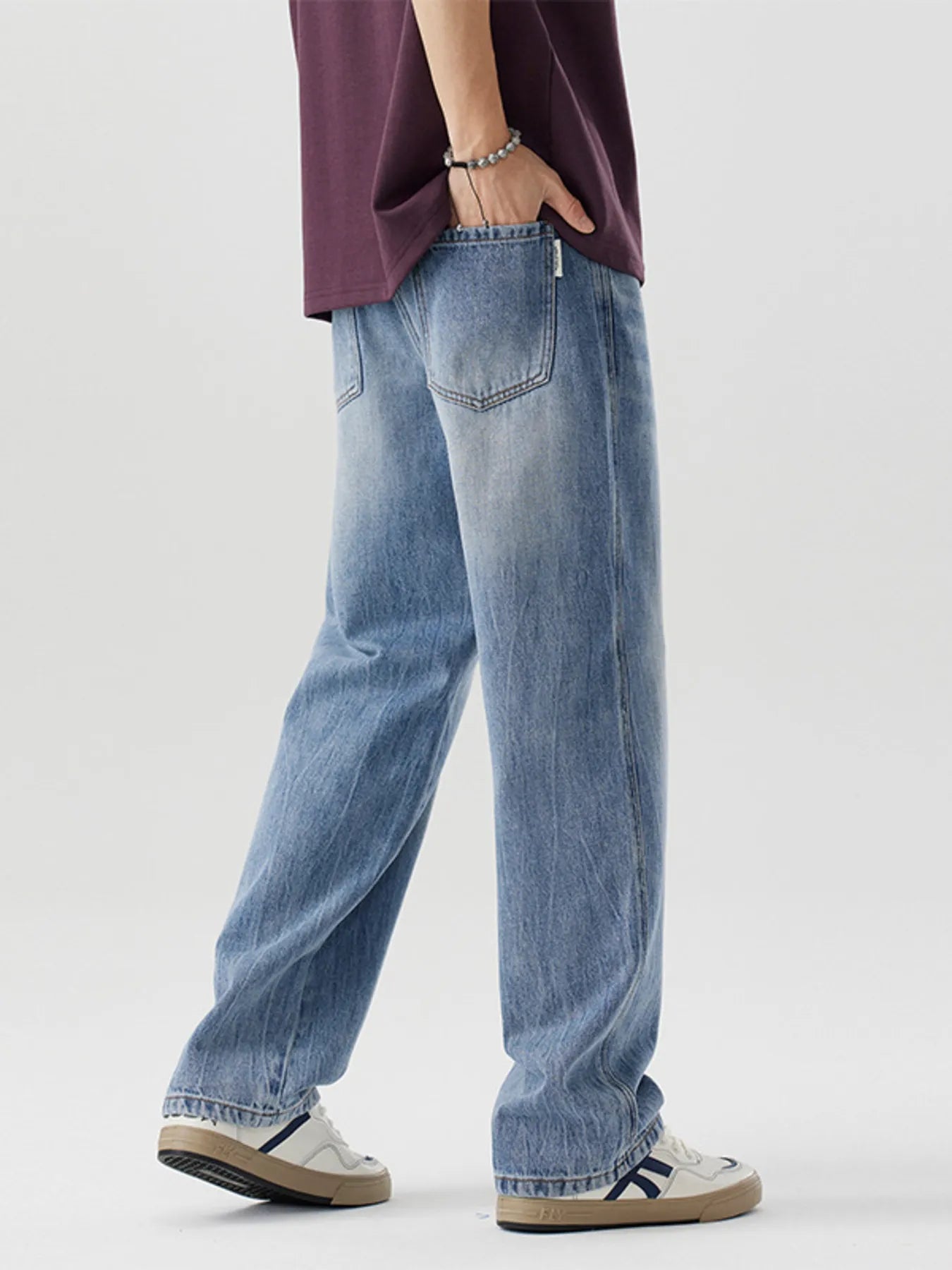 Men's Loose Fit Wash Jeans - cas7m