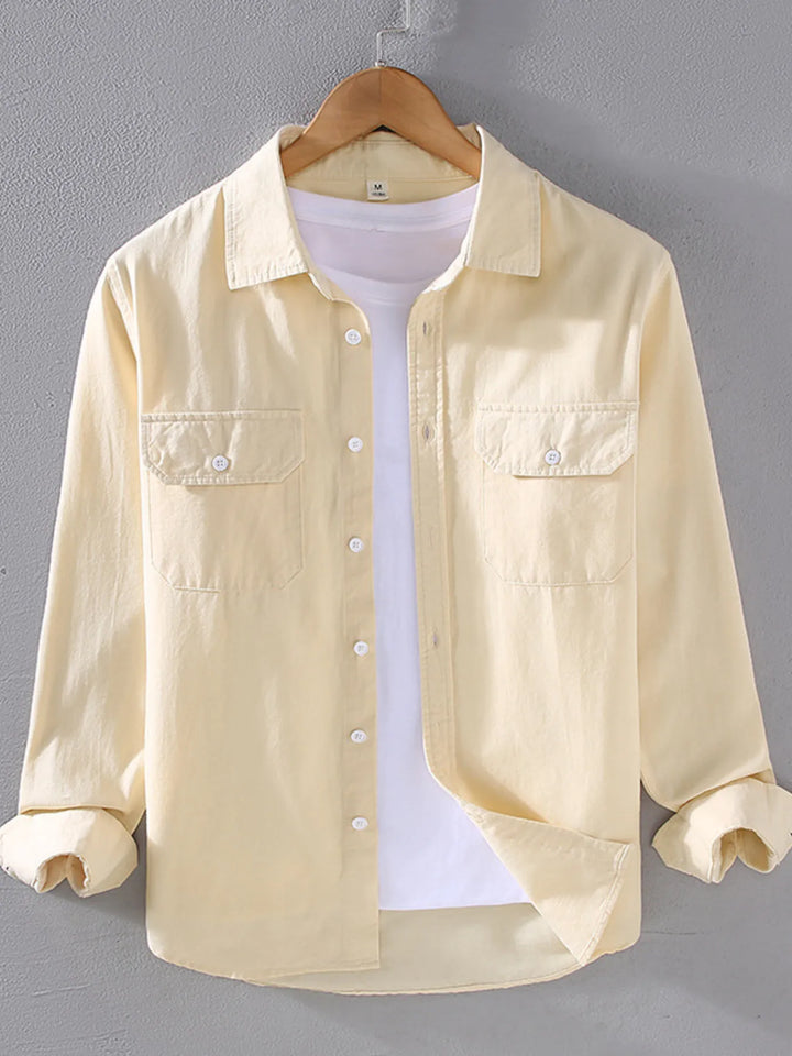 Men's Plus Size Button Up Long Sleeve Shirt - cas7m
