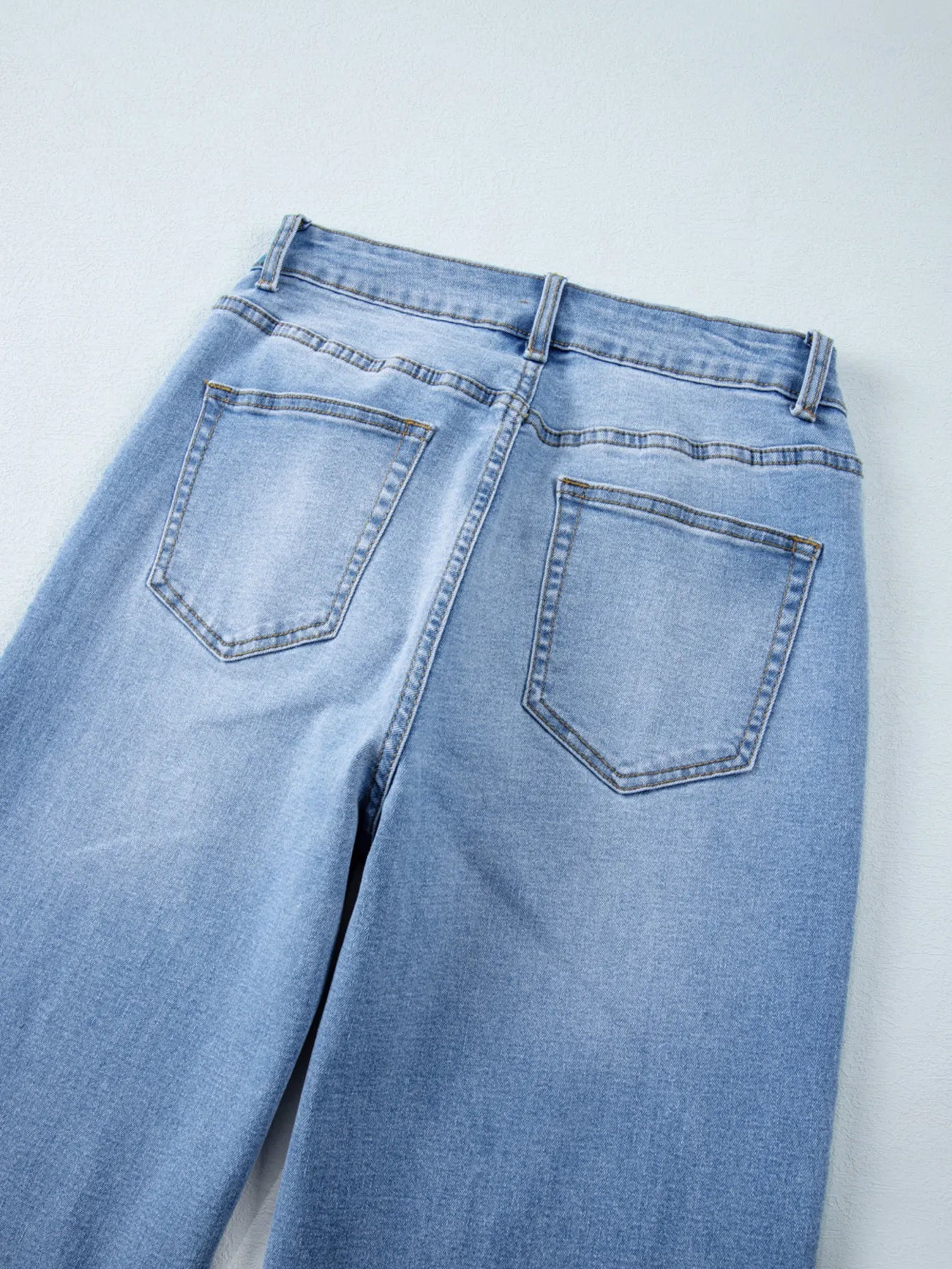 High Waist Wide Leg Washed Jeans - cas7m