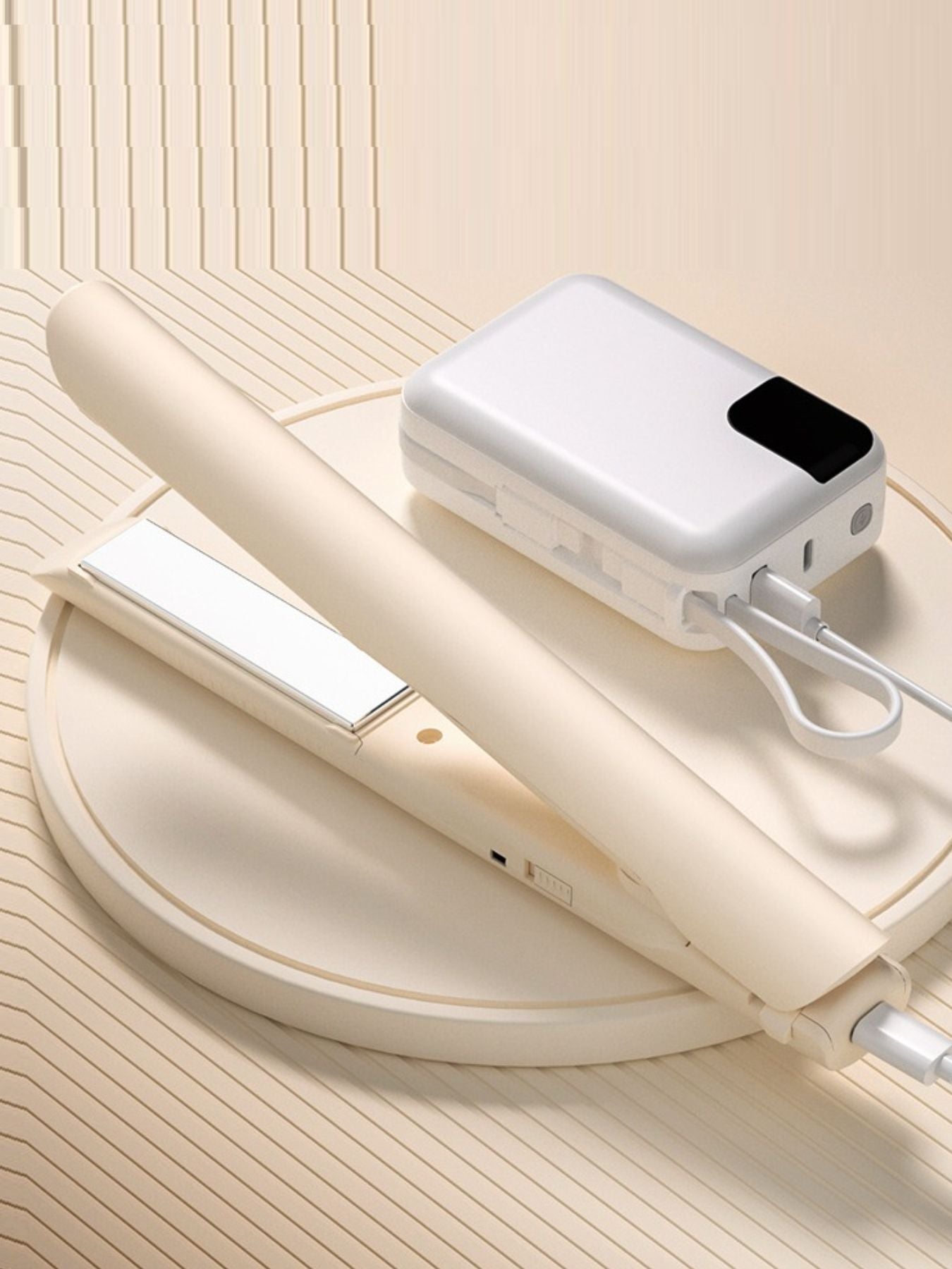 Portable 2-in-1 Anti-Scald Curling & Straightening Iron - cas7m