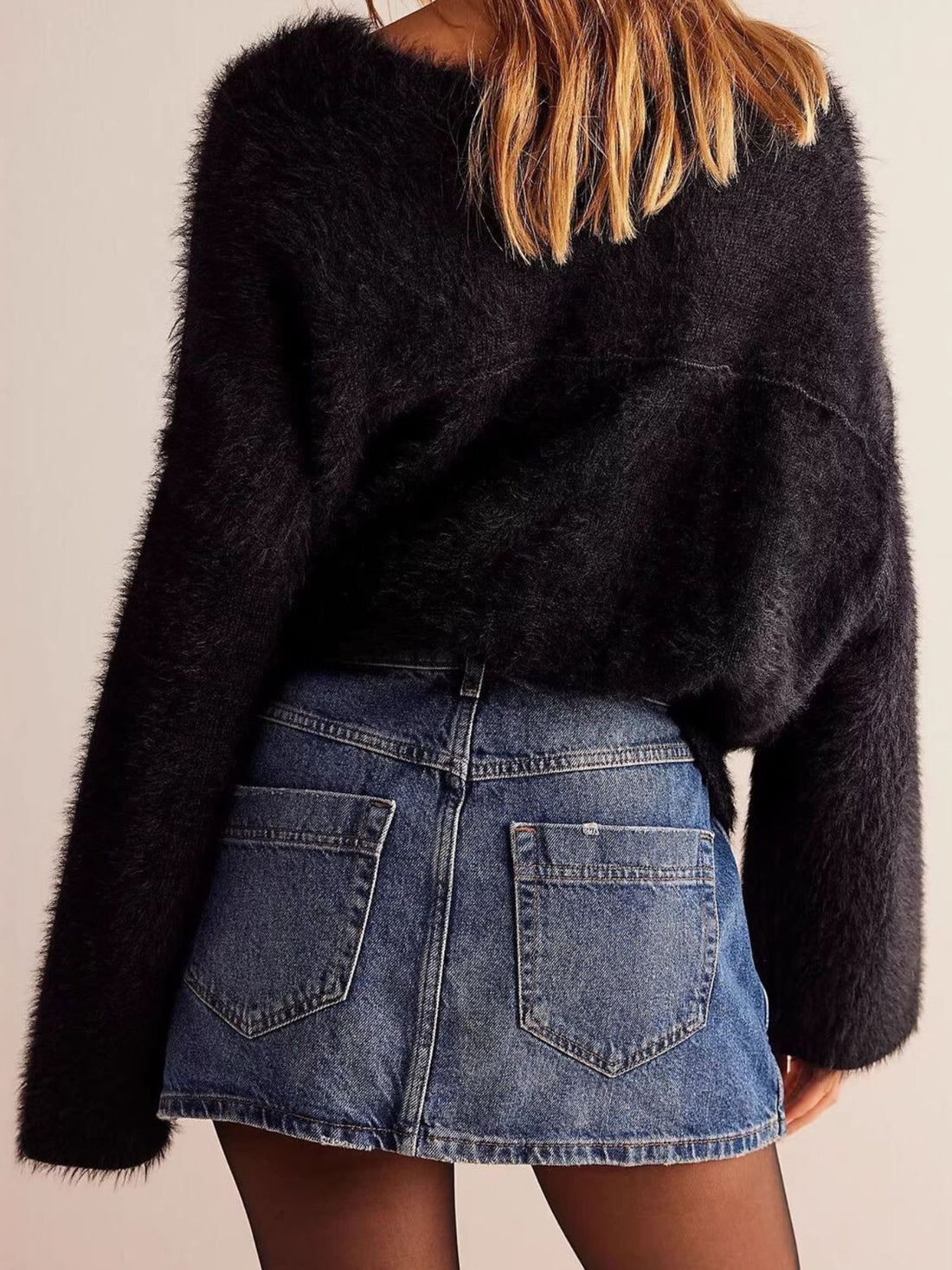 Asymmetrical Button-Front Denim Skort - cas7m