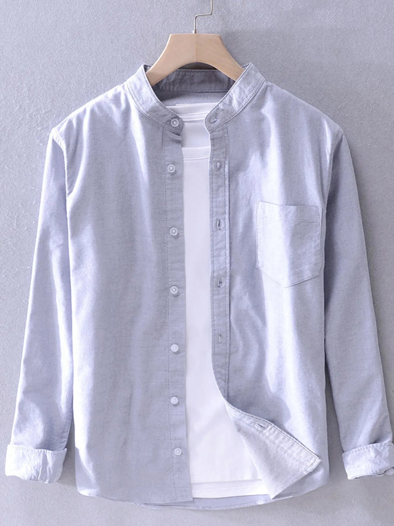 Men's Plus Size Button Up Long Sleeve Shirt - cas7m