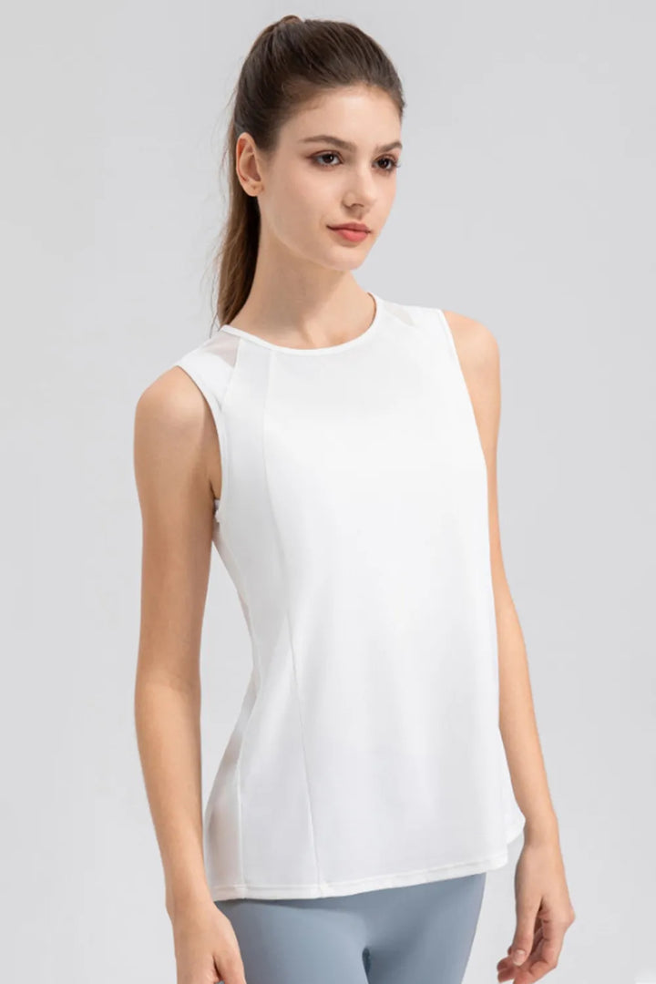 Round Neck Wide strap Active Tank - cas7m