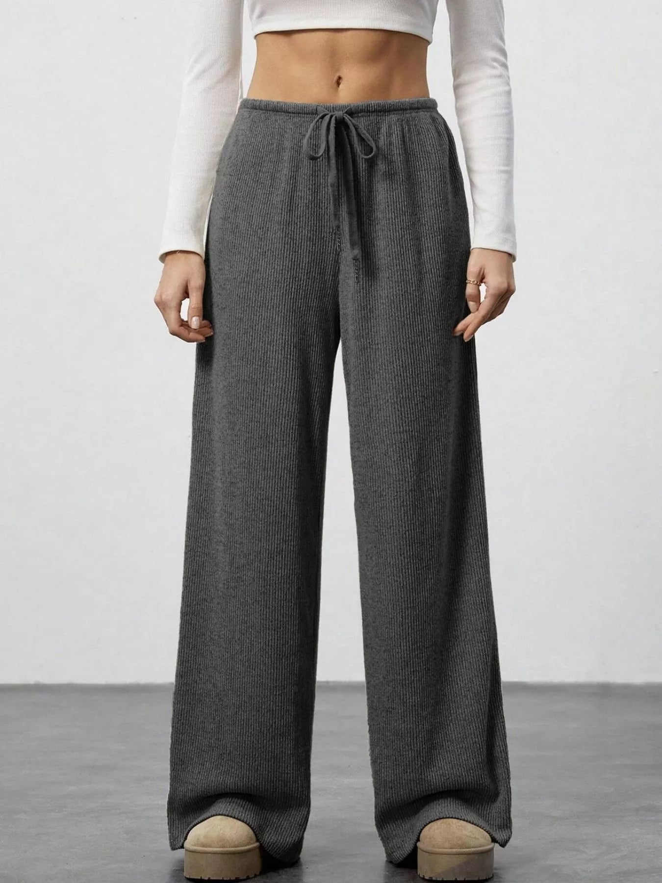 Relaxed Fit Wide Leg Pants - cas7m