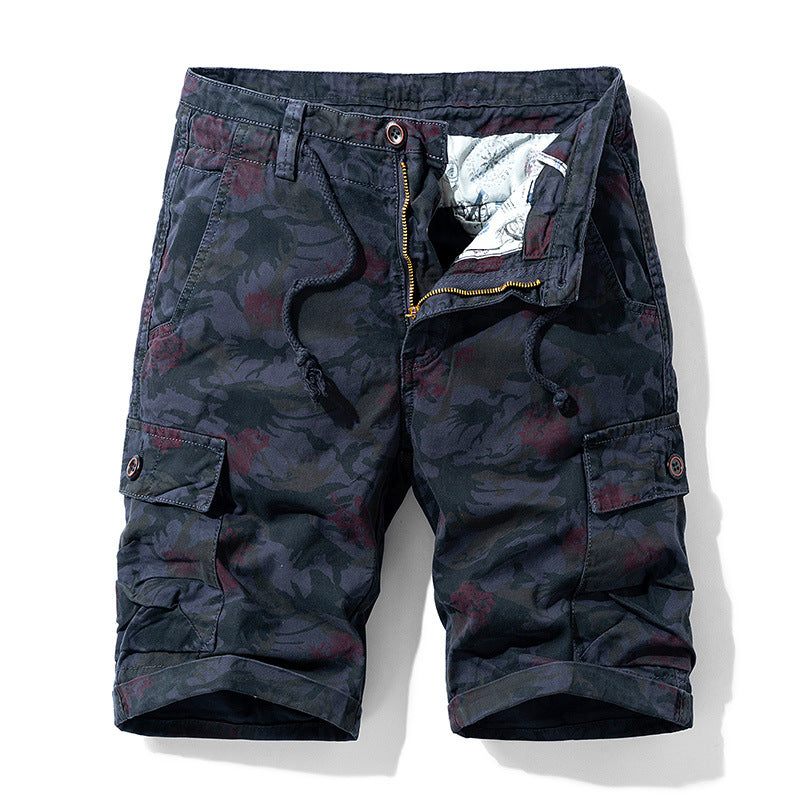 Camouflage Loose Straight-leg Cargo Shorts